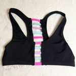 PINK - Victoria's Secret VS PINK Ultimate Sports Bra Size Small Black with Pink & Blue Strappy Cut Out Photo 0