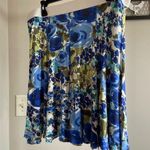 Karen Kane  Large Floral Blue and Green Flare Mini Skirt Photo 0