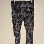 Athleta  Tie Dye Crop Leggings Small Gray Black Pocket High Rise Workout Yoga Gym Photo 0