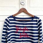 Talbots Womens Shirt Blue White Striped Jingle Belle Red Velvet Medium Petite Photo 3