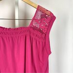 Allison Brittney  XL Hot Pink Boho Flowy Crochet Cottagecore Tank Top Boxy Photo 6