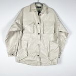 AFRM Bruno Faux Vegan Leather Collared Button Front Cargo Shacket Jacket Ivory M Photo 0