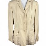 Vintage Escada Silk Linen Blazer Y2K Neutral Designer Cream Butter Yellow Blazer Size M Photo 0