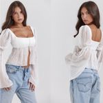 House Of CB 'Lucie' White Pleated Top NWOT XS Photo 2