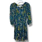 Diane Von Furstenberg  Pialla Silk Teal Green Printed Pleated Mini Dress Size 6 Photo 2