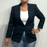 Leslie Fay  Green Plaid Wool Blend Vintage Blazer Sz L Photo 0