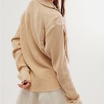 Free People  Ashton Zip Thermal Waffle Knit Long Sleeve Top in Sand Medium Photo 2