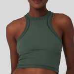 Alo Yoga ALO Seamless Open Air Racerback sports bra Tank top olive green cropped Photo 0
