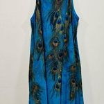 Indigo Soul dress! peacock feather print blue beach cover women’s size medium! Photo 0
