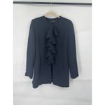 ZARA  Frock Ruffle Coat Women Medium Navy Blue Nautical Whimsigoth Dark Feminine Photo 1