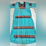 Al Khan Aqua Embroidered Long Sleeve Maxi Dress E31 Blue Size XXL Photo 1