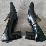 Liz Claiborne  Melba Block Heel Chunky Pumps Black Croc Embossed Gold Womens Sz 8 Photo 11