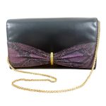 Gucci Vintage Black Leather Python Snakeskin Clutch Bag Photo 0