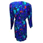 Silk Studio 1980's Floral Midi Dress Size‎ 8 100% Silk Purple Floral Long Sleeve Photo 4