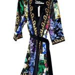 Alice + Olivia Eilene Printed Velvet Kimono Tie Waist Multi Color XS/S Photo 1