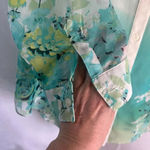 Dress Barn Blouse Long Sleeve Button Up Sheer Tropical Floral Womens Size PL Photo 3