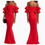 Chiara Boni La Petite Robe Pavarti Off Shoulder Gown Passion Red Size 14 NWT Photo 4
