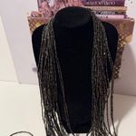 ART GLASS SEED BEAD LARIAT SCARF NECKLACE LARIAT dark multicolored 51” Black Photo 1