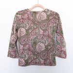 VTG Lord & Taylor Womens Cashmere Top Size S Pink Green Paisley Boho Preppy Chic Photo 5
