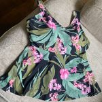 Kona Sol Women's Tropical Print Underwire V-Neck Tankini Swim Top Photo 5