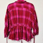 Free People  Women's Red Pacific Dawn Plaid Shirt By We The Free Size Small Photo 6