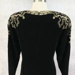 VTG 80s Le Crillon Womens Velvet Dress Size 8 Sequin Art Deco Glam Party Evening Black Photo 4