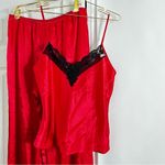 Private Luxuries Pajama Set Size Medium Vintage Red Scarlet 100% Polyester Lace Photo 7