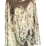 Bellamie NWOT  Green Velvet Side Knot Tied Blouse Photo 0