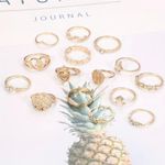 NEW 15pcs Gold Ring Set - Faith, Protection, Cross & Fatima’s Palm Vintage Style Photo 3