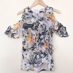 White House | Black Market WHBM Ruffle Flowy Lightweight Cool Tropical Floral Black Shell Tank Top Blouse S Photo 1