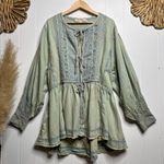 Free People jacket or mini dress denim pleated cover-up cotton linen blend Photo 0