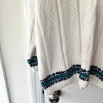 NAS North America Sweaters Deadstock White Green Lined V Neck Sweater Jumper OS Size M Photo 2