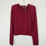 J.Crew Carolyn Embellished Fitted Crewneck Sweater Merino Wool Burgundy M NWT Photo 3