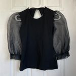 Amanda Uprichard New York black blouse sheer balloon sleeves size S Photo 0