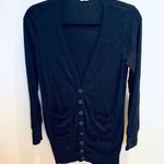 Splendid  Black Cardigan‎ Sweater Button Front Pockets Long Sleeve Large Photo 0