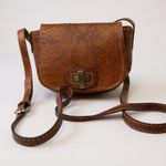 Abro Snakeskin Leather Crossbody Bag Designer Purse Brown Small Photo 0