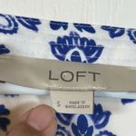 Loft Ann Taylor White Blue Square Neck Long Sleeve Size Small EUC #1177 Photo 5