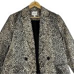 Nine West Blazer Womens S Brown Satin Leopard Print Double Breasted Mob Wife Photo 1