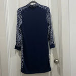 Diane Von Furstenberg Diane Von Furstenburg Sorrel Navy & White Knit Silk Long Sleeve Shirt Dress Sz S Photo 7