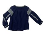 Solitaire womens large eyelet blue embroidered long sleeve shirt johnny floral Photo 2