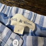 Cloth & Stone Blue and White Stripe Off Shoulder Shirt Dress Photo 12