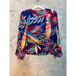 Farm Rio  Kaia Blouse Small Tropical Birds Parrots Wide Sleeves Coastal Beachy Photo 6
