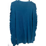 Anne Klein Cardigan Teal Green women's L Ruffle Sleeves button front long length Photo 6