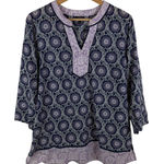 Talbots  Medallion Print Tunic Top Large Coastal Lightweight Cotton Resort Boho Photo 0