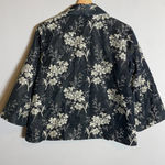 Tommy Bahama Silk Floral Print Bolero Jacket Women's Medium Black Ivory Blazer Photo 9