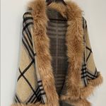 San Joy  Plaid Cape with Faux Fur Trim Photo 2