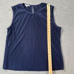 Pleione Blue Pleated Sleeveless Blouse Women's XL Round Neck Tank Top Photo 1