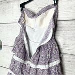Olsenboye Vintage Purple Floral Strapless Mini Dress with Lace Trim Size Medium Photo 6