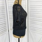 Cache Crochet Sheer Knit Topper Sweater Dark Grey Medium Dolman Cap Sleeve Photo 2