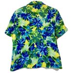 Chico's  Women’s Floral Watercolor Linen Top Short Sleeve Blue Green Size 1 Photo 6